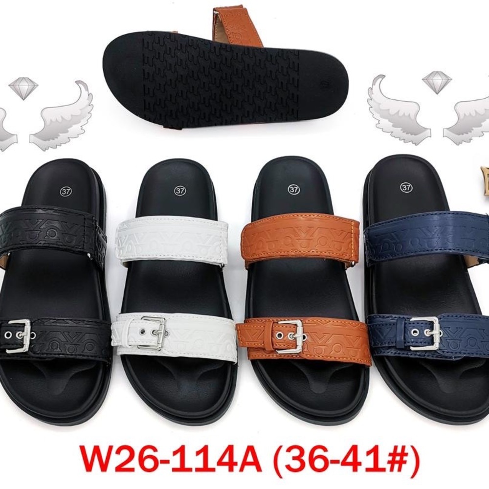 Men's Double-Strap Slide Sandals in Black, White, Tan, and Navy
